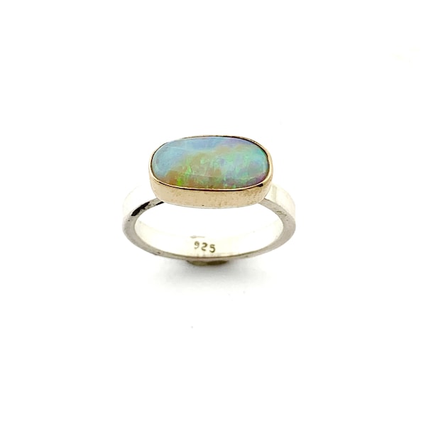 Australian Opal Ring with 14k gold  Sterling Silver