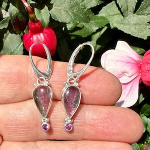 Watermelon Tourmaline Earrings in Sterling Silver