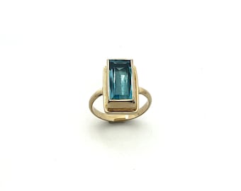 Blue Topaz 14k Gold  Ring, Aqua Gemstone Jewelry, December Birthstone Ring