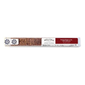 Puede incluir: Un tubo de plástico transparente que contiene cubos marrones de mezcla de cóctel instantáneo. El tubo tiene una etiqueta blanca con el texto "MELIORA FOREVER INSTANT COCKTAILS" y "Smoked Maple & Fig Old Fashioned". El tubo contiene 38 g (8 cubos).