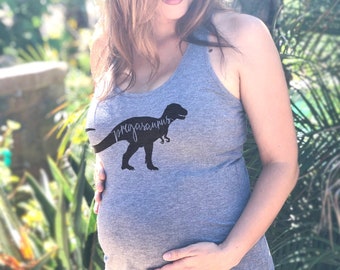 Pregasaurus Tank Top Shirt, Pregnancy Shirt, Preggosaurus, Pregnancy Announcement Shirt, Mom to be, Gender Reveal, Baby Shower Gift