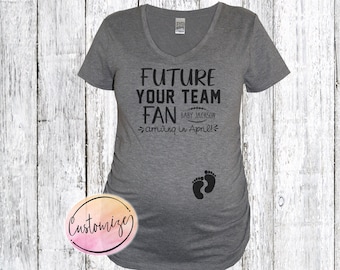 Custom Football Pregnancy Announcement Maternity Shirt, Future Fan Maternity Shirt, Fall Pregnancy Baby Reveal Tee, Team Football Maternity
