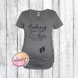 Christmas Pregnancy Announcement Shirt, Baking Cookies Maternity Shirt, Holiday Pregnancy Baby Reveal, Thanksgiving Custom Maternity Shirt