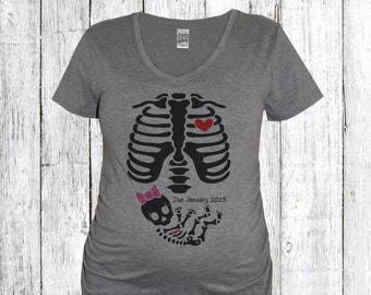 Skeleton Maternity Halloween Pregnancy Shirt, Maternity Skeleton Shirt, Custom Funny Halloween Maternity Shirt, Funny Pregnancy Baby Girl