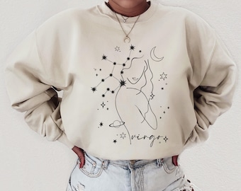 Virgo Sweatshirt, Zodiac Sweatshirt Constellation Sweater, Horoscope Sweater, Zodiac Birthday, Christmas Gift For Her, Birthday Sweater