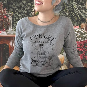 Midnight Margaritas Women&#39;s Sweatshirt Practical Magic Sweater, Triple Moon Goddess, Moon Phase Sweater, Women&#39;s Fall Wide Neck Sweatshirt