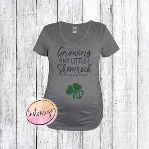 Custom Shamrock St. Patrick's Pregnancy Maternity Shirt, Shamrock Belly Maternity, Growing My little Shamrock Pregnancy Announcement Reveal