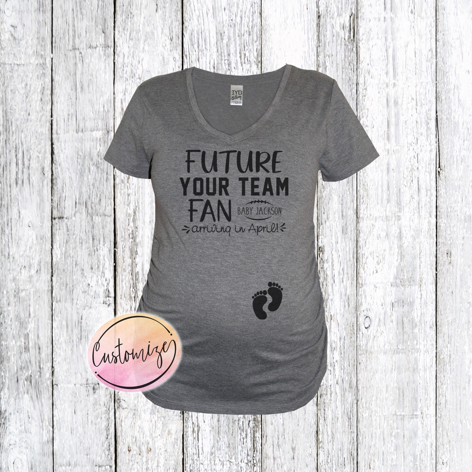 Custom Football Pregnancy Announcement Maternity Shirt, Future Fan  Maternity Shirt, Fall Pregnancy Baby Reveal Tee, Team Football Maternity