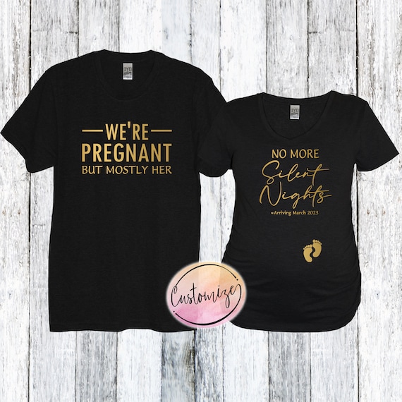 Custom Christmas Pregnancy Announcement Maternity Shirt Silent Nights Couple Shirt Set We re Pregnant Christmas Maternity Shirt Dad to Be Etsy