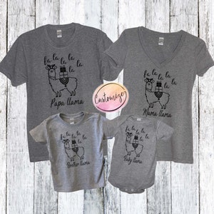 Family Christmas Matching Shirts, Custom Matching Family Christmas Pajamas, Fa La La La La La , Holiday Shirts For Family, Christmas Llama