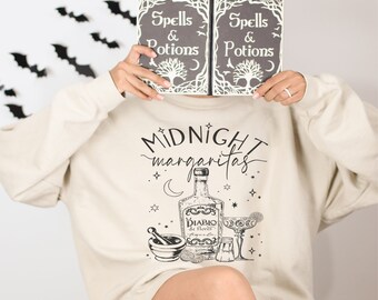 Midnight Margaritas Sweatshirt Practical Magic Sweater, Triple Moon Goddess, Moon Phase Sweater, Apothecary Sweatshirt, Magic Spell Shirt