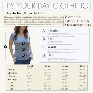Puede incluir: Un gr&aacute;fico que muestra c&oacute;mo medir para una camisa de cuello en V ajustada. El gr&aacute;fico incluye medidas de longitud, busto, cintura y caderas. El gr&aacute;fico tambi&eacute;n incluye recomendaciones de talla para cada medida.
