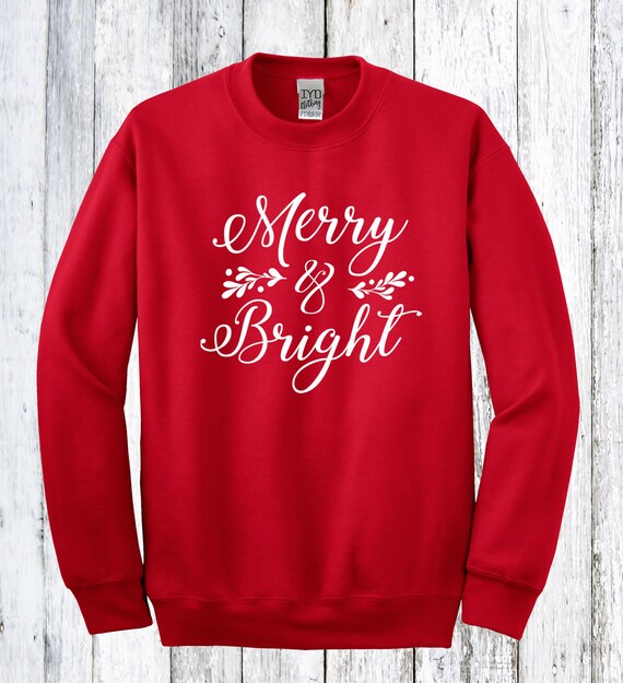 Merry Bright Red Sweatshirt Sweater Holidays Merry Christmas Winter Snow Snowflake Mistletoe Hot Coco Christmas Sweater for Women Etsy