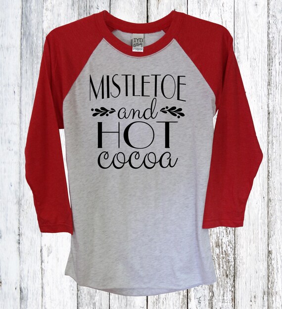 Muérdago y cacao caliente 3/4 manga Raglán, suéter, muérdago
