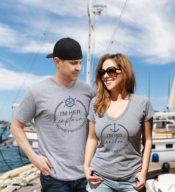 Womens Funny Cruise Her Captain His Anchor Couple T-Shirt Womens Funny Cruise Her Captain His Anchor Couple T-Shirt