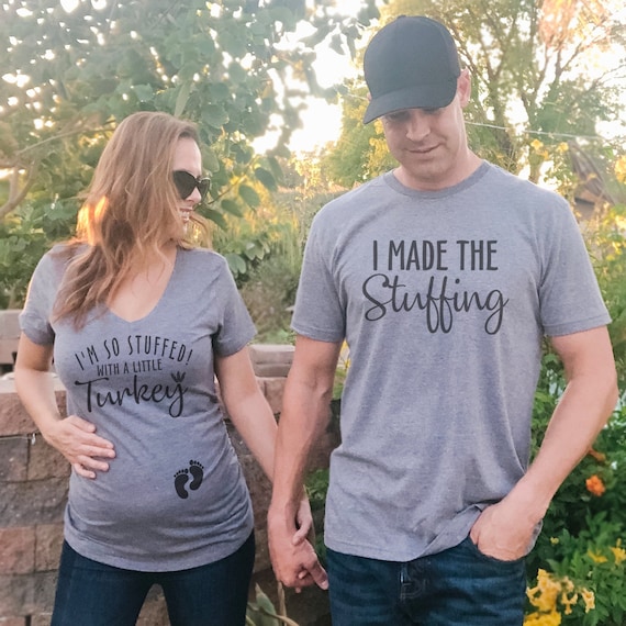 Couples Stuffed With A Little Turkey Maternity Shirt, Maternity