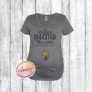 Extra Eggcited Easter Pregnancy Announcement Maternity Shirt, Hatching Chicken Pregnancy Shirt, Custom Easter Maternity Shirt, Arriving 2022