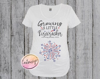 Fourth of July Maternity Shirt, Growing a Little Firecracker Pregnancy Announcement, July 4th Pregnant Shirt, Baby Shower Gift Summer