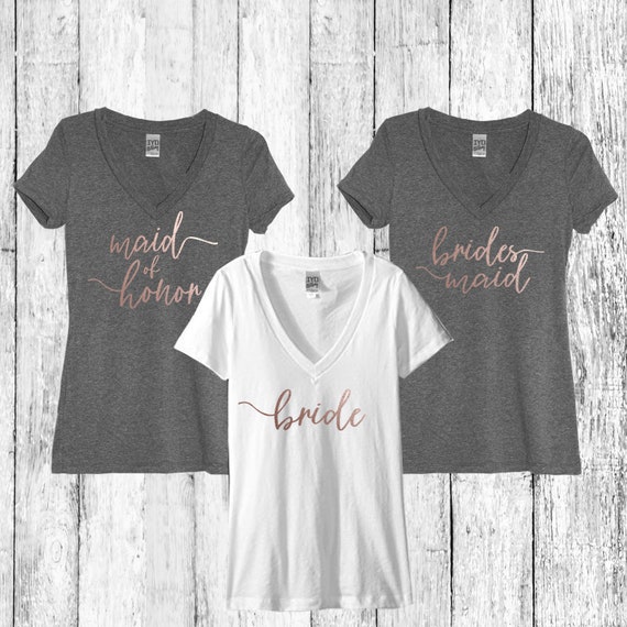 rose gold bridesmaid shirts