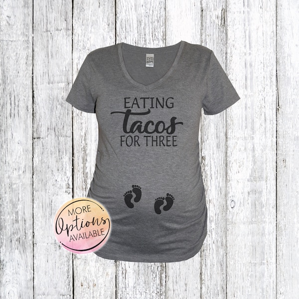Eating Tacos For Three Twin Maternity Shirt, Tacos Maternity, Funny Pregnancy Announcement Shirt, Baby Feet Shirt, Twins pregnancy reveal