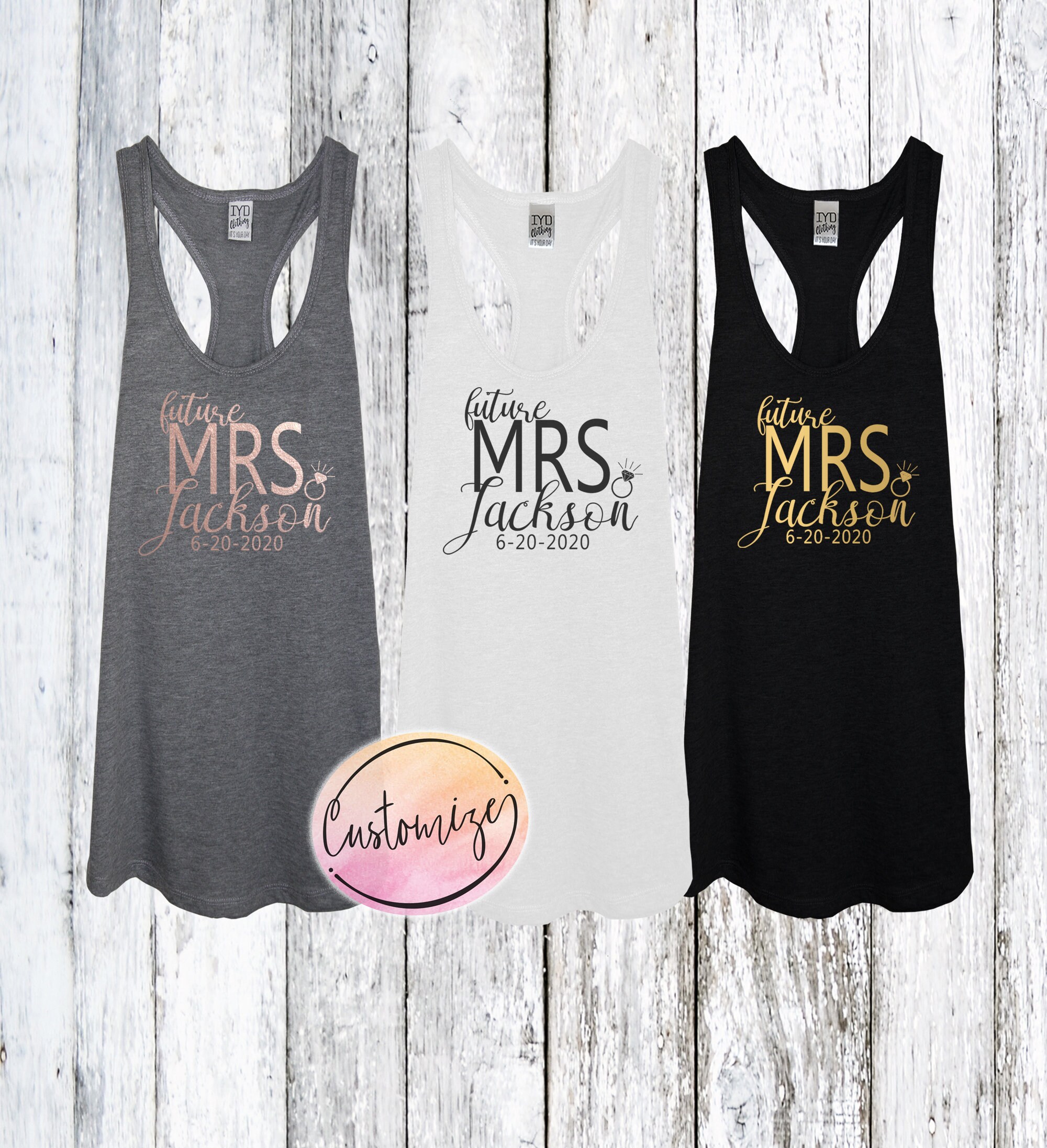 Custom Future Mrs Tank Top Bold, Future Mrs Last Name Personalized Tank, Bride Tank Bachelorette, Bridal Shower Gift, Engaged Tank Top