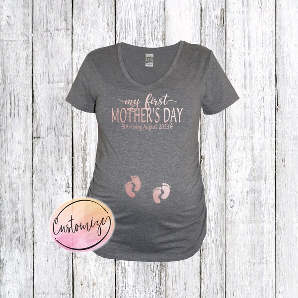 Mother's Day Pregnancy Twins Announcement Shirt Rose Gold, My First Mother's Day Twins Maternity Shirt, Pregnancy Baby Announcement Shirt