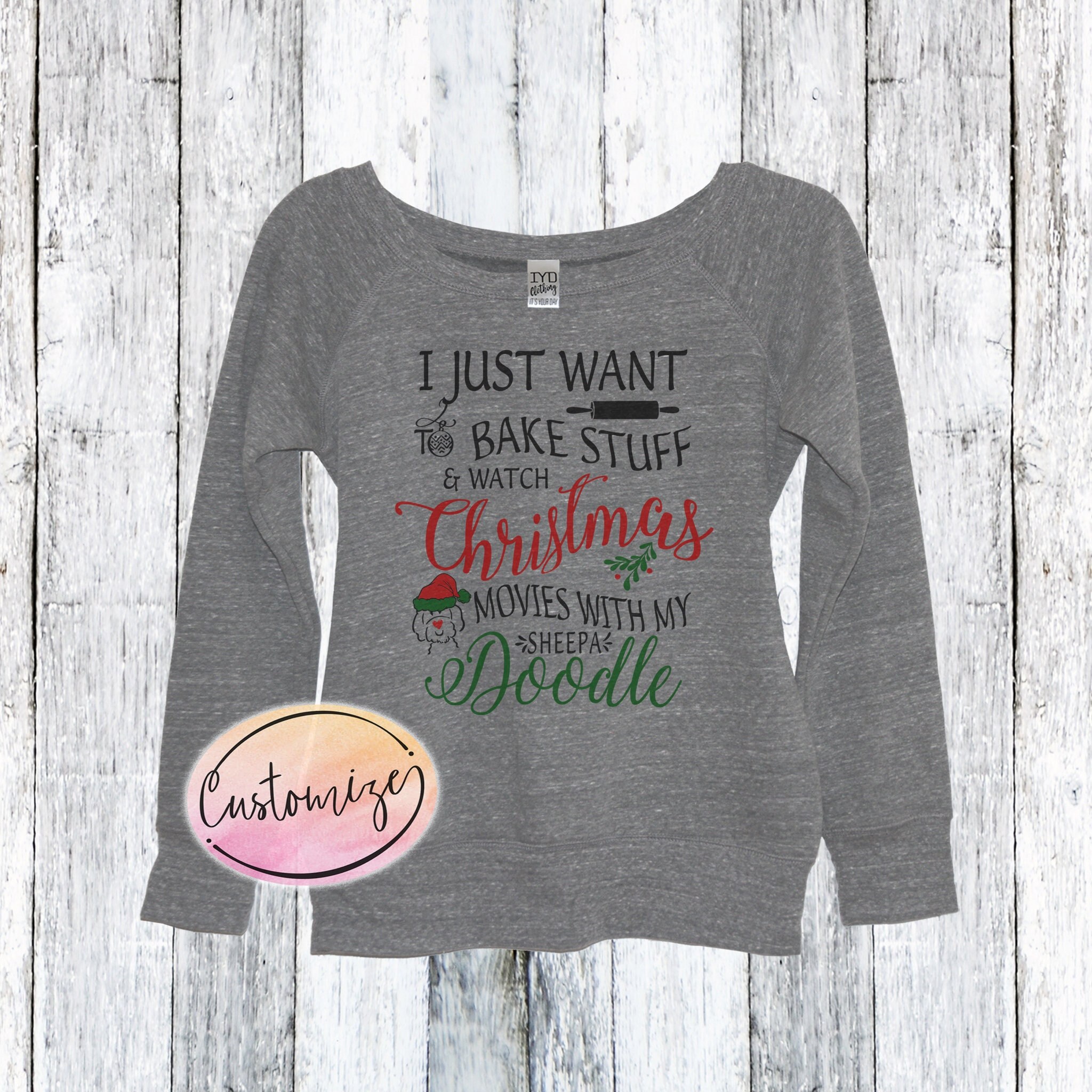 Custom Christmas Doodle Sweater I Just Want To Bake Stuff And Etsy