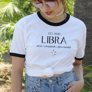 Libra Shirt, Custom Zodiac Libra Constellation Shirt, Horoscope Tee, Libra Birthday EST. Shirt, Libra Gift, Gift For Her, Personalized Libra
