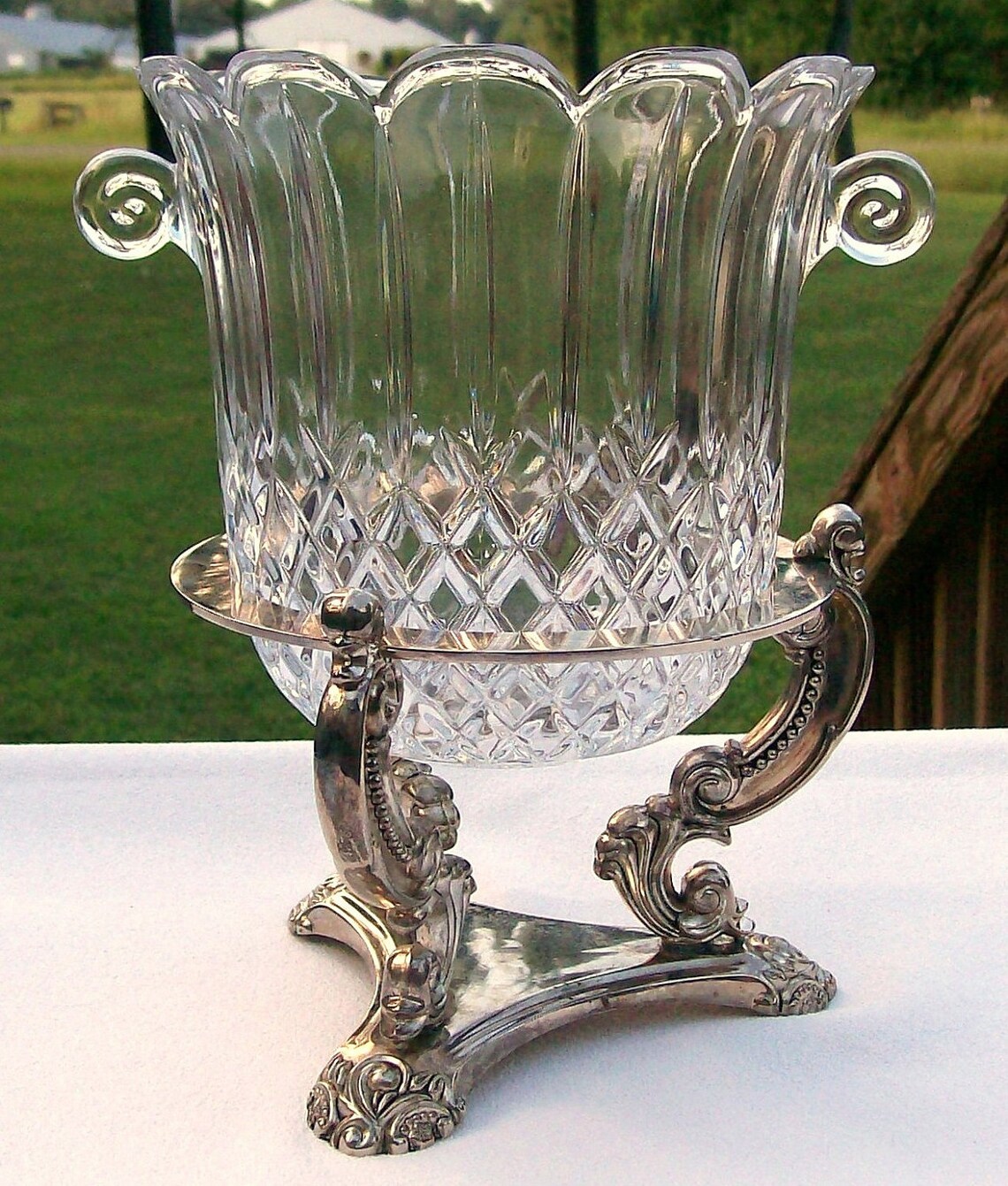 Vintage GODINGER Silver Art 24 Lead Crystal Bowl / Ice Bucket Etsy