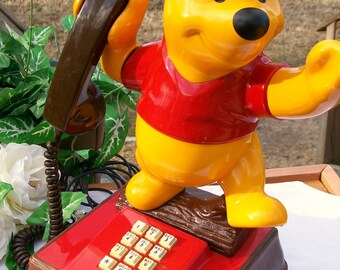 Vintage 1976 Walt Disney Productions ATC Original WINNIE-The-POOH  Push Button Telephone  "Nice & Clean"