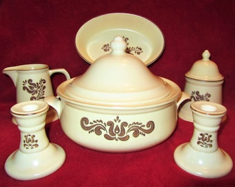 PFALTZGRAFF ~ Phaltzgraff ~ Village Pattern Assorted Set ~ Casserole Dish / Baking Dish / Sugar and Creamer  / Candlestick Holders
