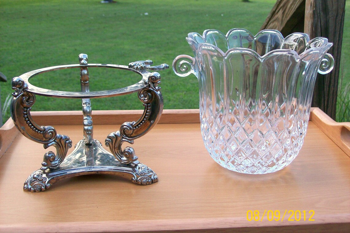 Vintage GODINGER Silver Art 24 Lead Crystal Bowl / Ice Bucket Etsy