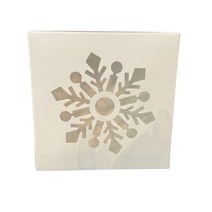 White Snowflake Window Lock & Tab Cookie Box - Set of 4