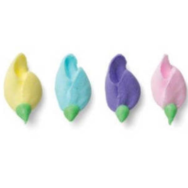 Assorted Pastel Rosebud Royal Icing Sugar Decorations