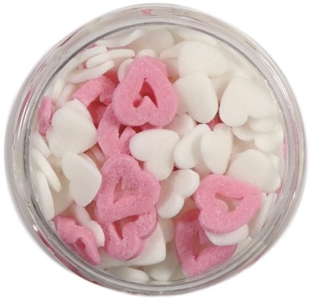 White and Pink Heart Sprinkles Bulk Etsy