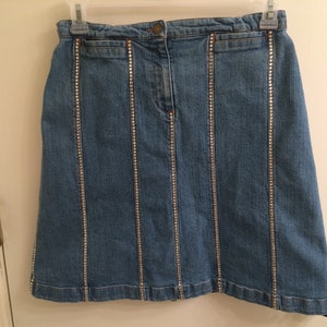 Glass Rhinestone Embellished Denim Skirt, Jones Sport,