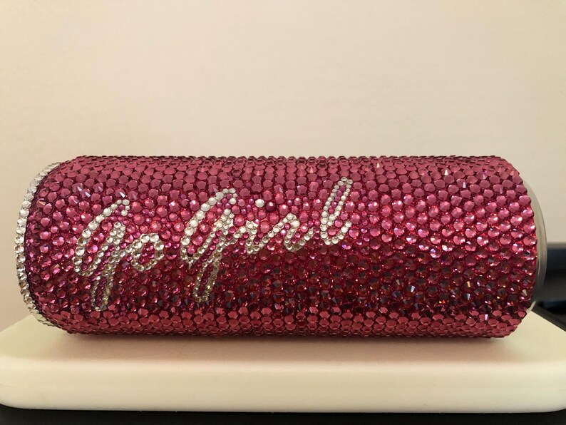 Rose Pink Glass Rhinestone Go Girl Energy Drink Can image 2