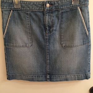 Rhinestone Embellished Denim Skirt