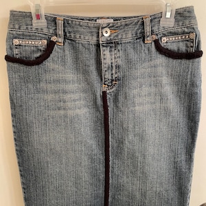 Rhinestone Embellished Denim Skirt