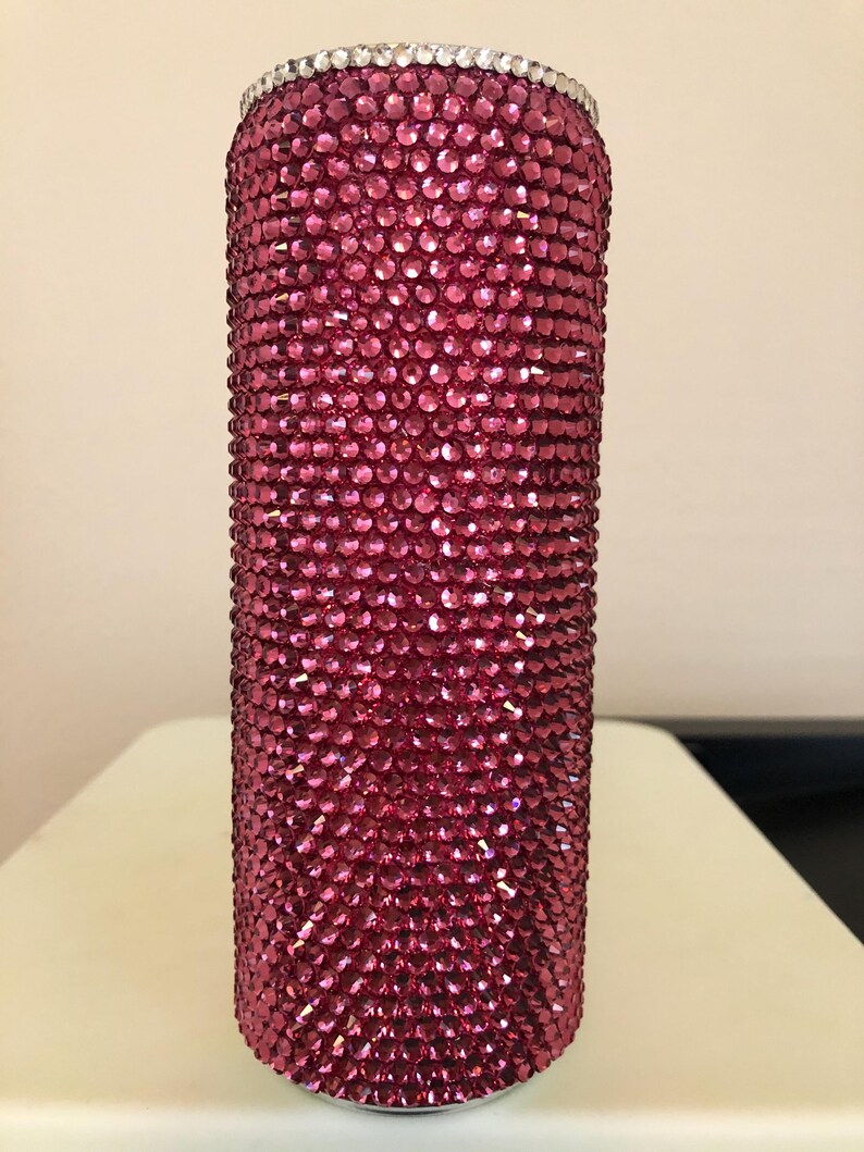 Rose Pink Glass Rhinestone Go Girl Energy Drink Can image 3