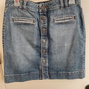 Rhinestone Embellished Denim Skirt