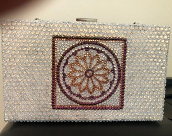 Rhinestone Silver Box Clutch Handbag/Shoulder Chain Bag/Purse