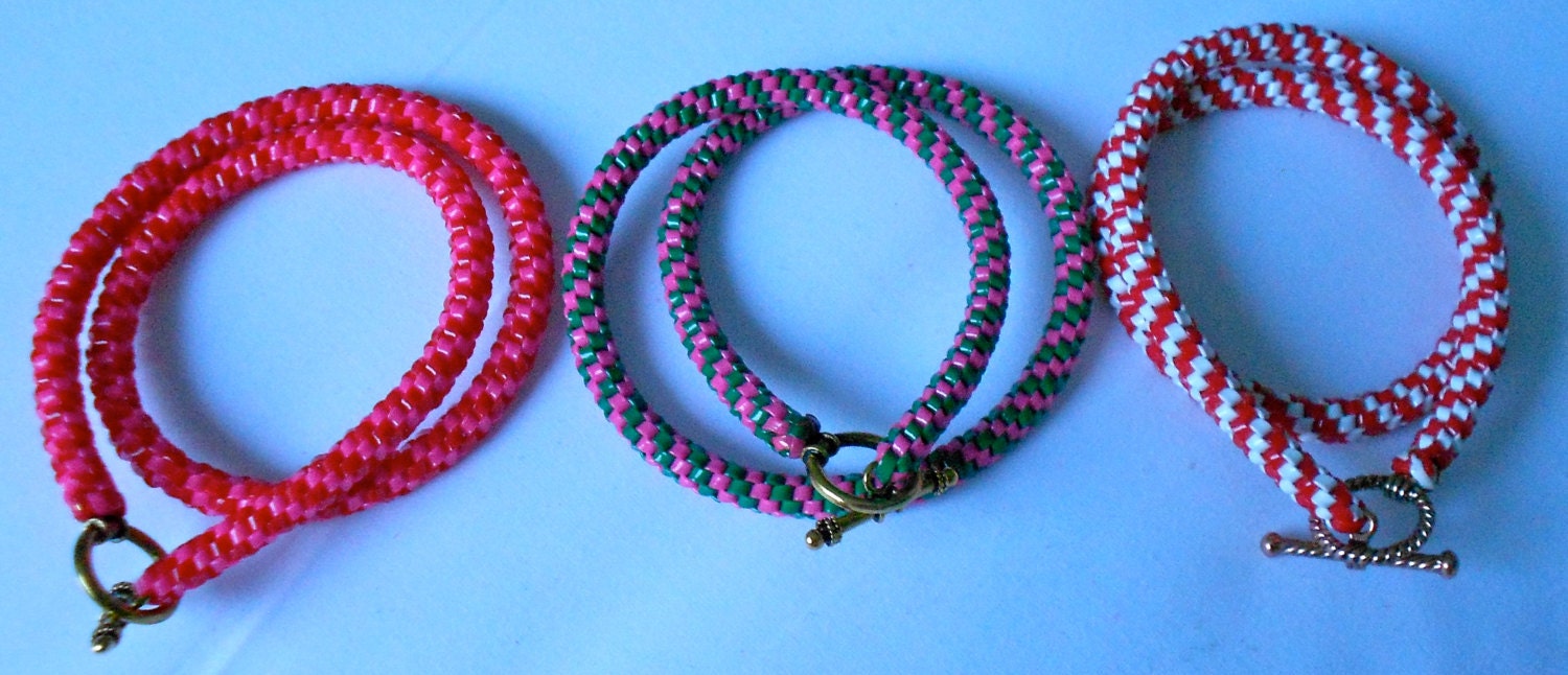 Woven Double Wrap Plastic Bracelet Mixed Colors Families Etsy