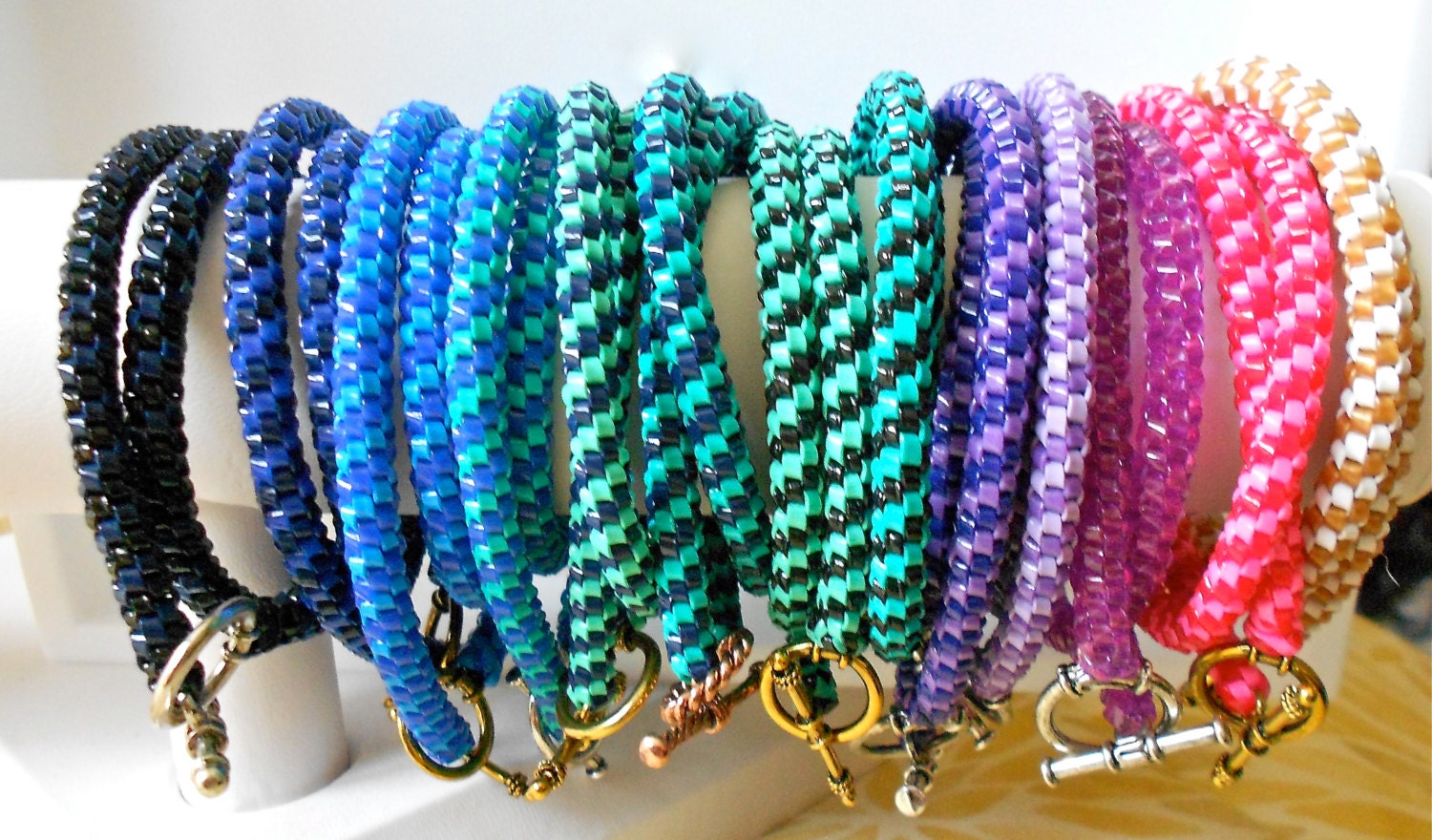 Woven Double Wrap Plastic Bracelet Mixed Colors Families Etsy