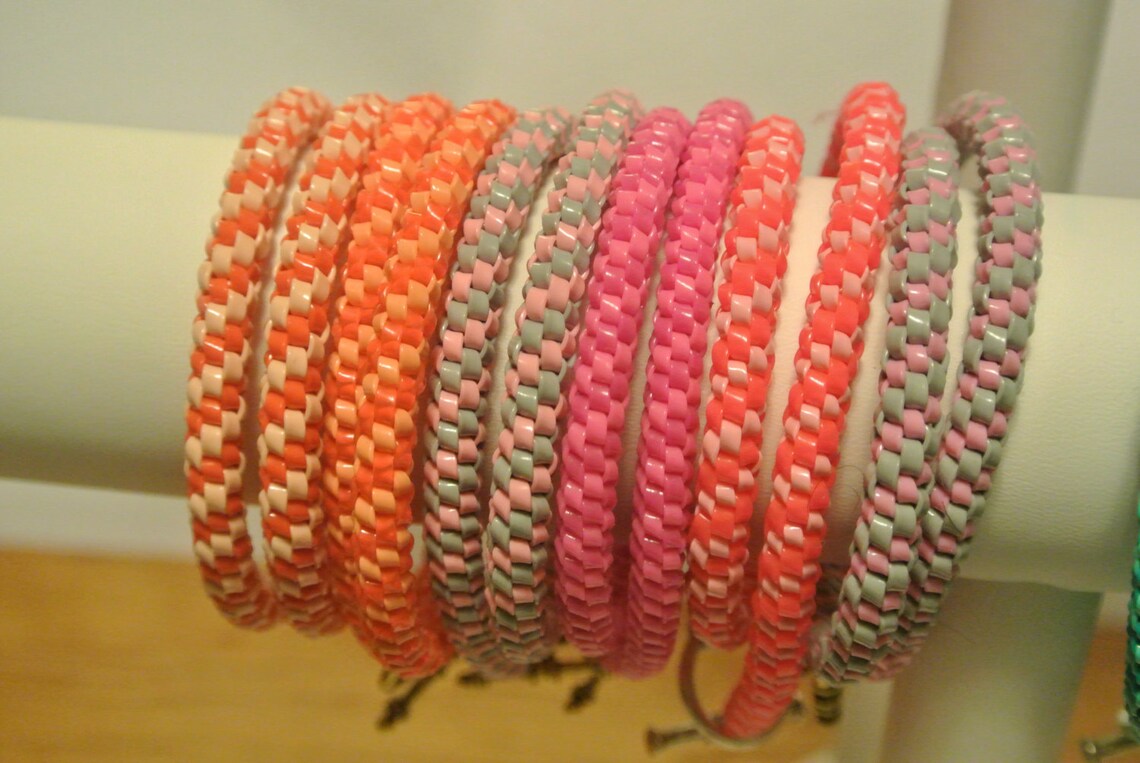 Woven Double Wrap Plastic Bracelet Mixed Colors Families Etsy