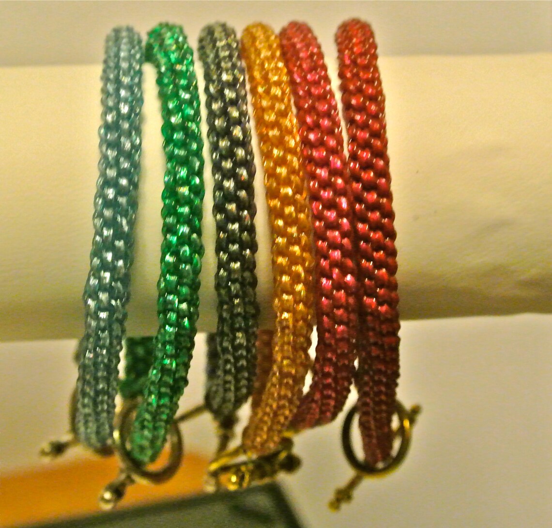 Woven Plastic Bracelet Color Family Metallic Etsy