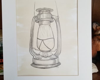 Lantern Study - Graphite on Coffee Wash