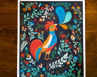 Folk Rooster - Print