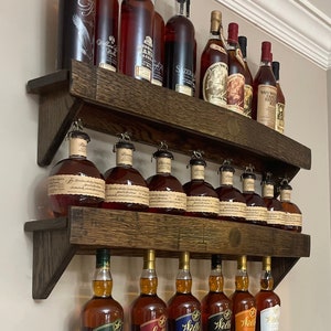 bar shelves/wall display cabinet/work from home/drinks cabinet/rustic wall shelf/home bar shelves/bourbon gifts/upcycled furniture