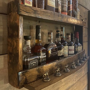 Blantons cork display shelf/gifts for men/father in law gift/bourbon decor/barrel liquor cabinet/oak barrel staves/home bar DISPLAY ONLY